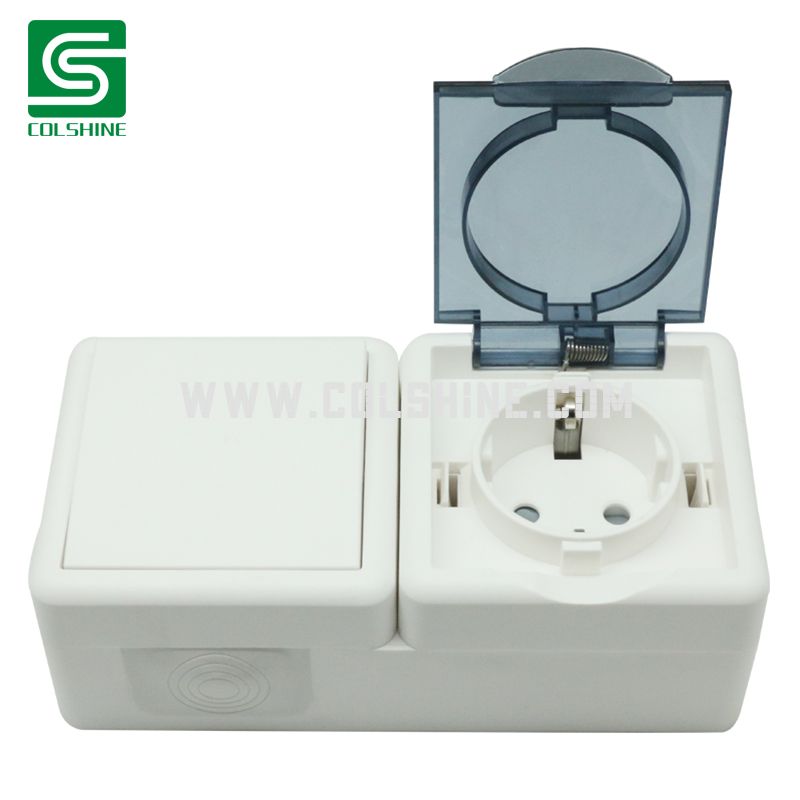 Waterproof IP54 16A 250V surface mount with switch switch and schuko